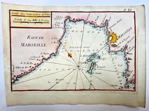 MARSEILLE FRANCE  1764 JOSEPH ROUX ANTIQUE SEA CHART 18TH CENTURY - Picture 1 of 2