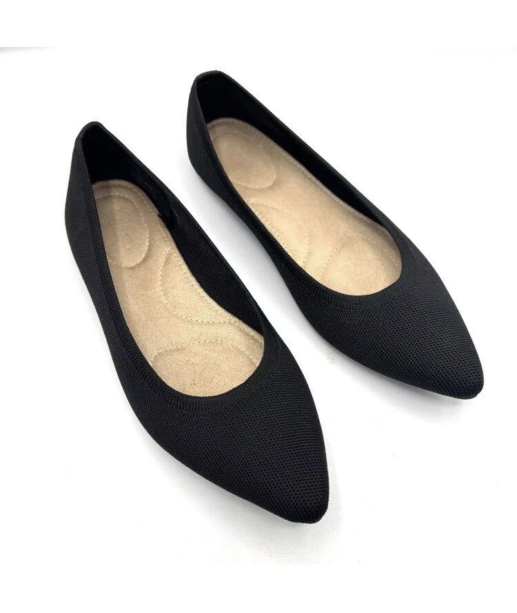 Sapatilhas de balé Old Navy pretas de malha macia tamanho 8 biqueira pontiaguda escritório carreira clássica - Imagem 1 de 4