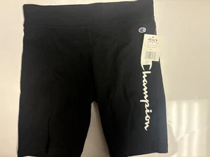 Champion Logo Girls Youth Black Bike Shorts Size Large /NEW - Picture 1 of 2