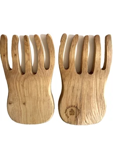 Pinzas para mezclar y servir pasta de madera de acacia o bambú Bear Paw - Imagen 1 de 4