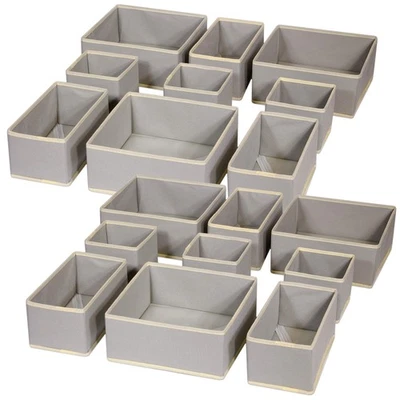 Set of 18 Foldable Cloth Storage Box Closet Dresser Drawer Organizer Fabric - Image 1 of 4