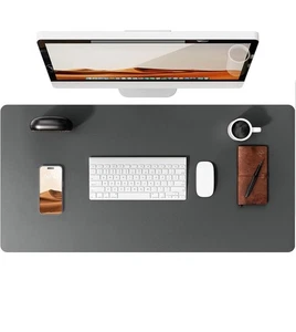 Large Dark Gray Mouse Pad Office Desk Mat Non-Slip PU Leather Desk Pad Protector - Afbeelding 1 van 10
