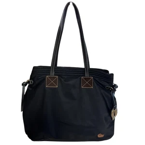 Bolso de Viaje Dooney & Bourke Victoria Negro Nylon Cuero Borde Forro Rosa - Imagen 1 de 9