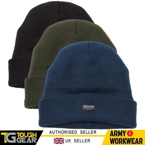 Thinsulate Knitted Watch Hat Double Layer Warm Polyester Fleece Beanie Cap Foto 1 de 1