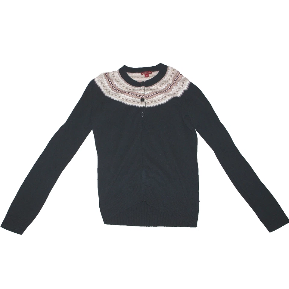 🖤 Suéter Cárdigan Merona Fair Isle - Para Mujer XS - Pullover Negro Tejido Foto 1 de 4