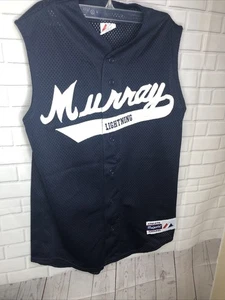 Maglia vintage anni 90 Majestic Murray Lightning maglia blu con bottoni cucita piccola - Foto 1 di 8