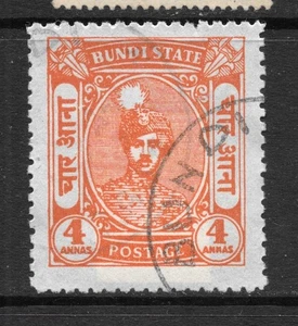 1947 BUNDI, SG90 CAT £100 USATO BENE, 4 ANNA,KGVI,KG6,INDIA STATI INDIANI - Foto 1 di 1