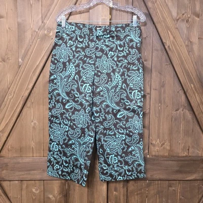 Pantalones capri Harold’s para mujer talla 8 marrón verde azulado estampado cachemir Foto 1 de 4
