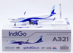 Modelo de avión a reacción diecast 1:200 JC Wings Indigo Airlines Airbus A321neo VT-ICQ - Imagen 1 de 15