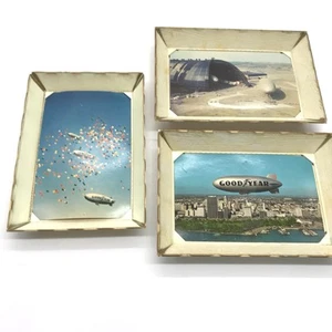 Vtg 3 Plastic 1960’s Photo Postcard Frames Holders & Cards Decor Goodyear Blimp - Picture 1 of 9
