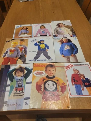 Bundle of 9 Knitting Patterns for Children's Jumpers Inc Thomas, Postman Pat - Image 1 of 4