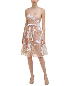 Calvin Klein Women's Beige Sequin & Mesh A-Line Dress - 16 - Beige - Picture 1 of 5