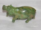 Hand Carved Genuine Green Malachite & Stone Hippo Hippopotamus Animal Figurine