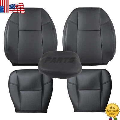 For 2007-2014 Cadillac Escalade ESV EXT Front Bottom Top Leather Seat Cover BLK - Image 1 of 4