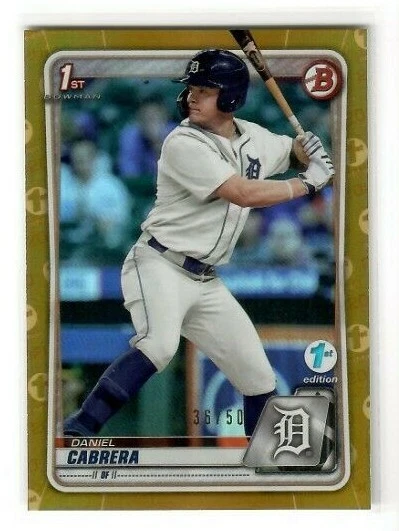 2020 Bowman Draft 1st Edition Gold Foil Daniel Cabrera 1st Card #ed / 50 - Image 1 of 1