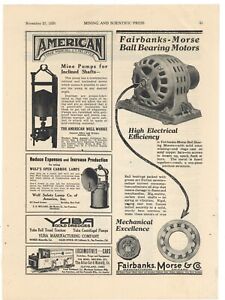 1920 Fairbanks Morse Ad: Ball Bearing Motors for Mining Purpose - Chicago, IL