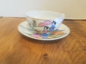 CHIPS japoneses pintados a mano taza y platillo vintage de Japón para hombre y mujer - Imagen 1 de 8