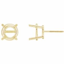 14K Gold Round Pre-Notched Stud Earring Basket Setting Screw Back Post - 1 Piece