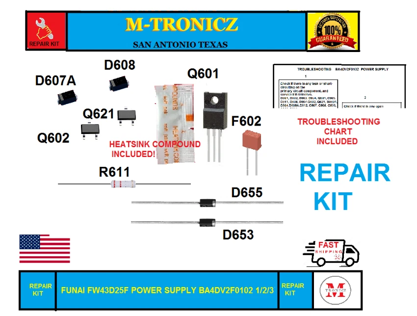 REPAIR KIT FOR MAGNAVOX  43ME345v/F7   POWER SUPPLY   BA4DV2F0102 3 - Image 1 of 1
