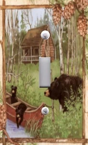 Light Switch Plate & Outlet Covers BLACK BEAR & CUBS CABIN LODGE CANOE 01 - Picture 1 of 26