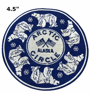 Arctic Circle Alaska Bear Patch Embroidered Iron-On Applique Travel Souvenir - Picture 1 of 16