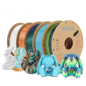 Sovol 1.75mm PLA Multicolor 3D Printing Filaments 1KG/Rolls Silk PLA Material - Picture 1 of 29