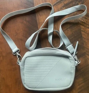 Vooray Sidekick Gray Moto Crossbody Bag Small Travel Adjustable Neoprene Purse - Picture 1 of 6