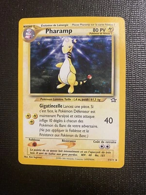 Pharamp French 1st Edition Pokemon TCG Ampharos Neo Genesis 1/111 Holo Rare - Image 1 of 4