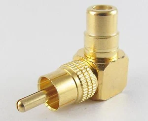 RCA Male to RCA Female Adapter Gold Plating 90° Angle 1pcs - Picture 1 of 3