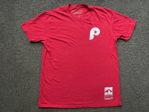 Mitchell & Ness Philadelphia Phillies T Shirt Cooperstown Collection Large Red Cover