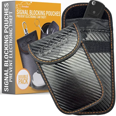 XTREMEAUTO 2x Car Key Signal Blocker Faraday Pouch Case - Fob Keyless RFID Blocking Cage