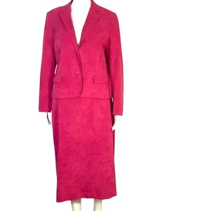 Vintage 70’s UltraSuede 2 Piece Set Barbie Pink Blazer Jacket Skirt Suit Sz 12 - Picture 1 of 12