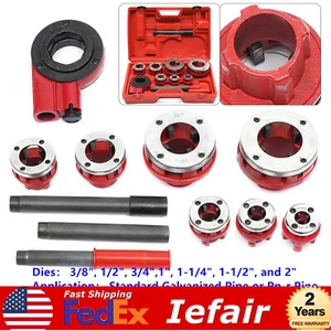 Pipe Threader Kit w/ Hand Ratchet + 3/8",1/2",3/4",1",1-1/4",1-1/2",2" Dies - Picture 1 of 9