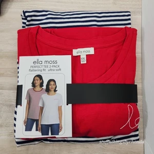 NWT Ladies Ella Moss Flattering Fit Ultra Soft Perfect Tee, 2 pack XXL - Picture 1 of 4