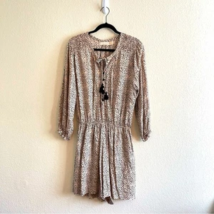 Beachgold Chelsea Tan Black Long Sleeve Coverup Polka Dot Romper Women's Small - Picture 1 of 16