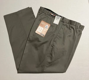 Mens Haggar Dressy Casual Pants 100% Cotton Expandable Waistband Olive 40X30 - Picture 1 of 10