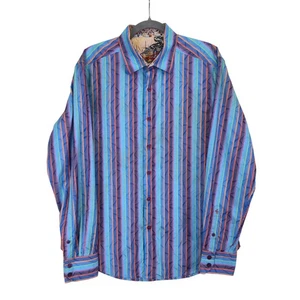 Camisa deportiva Robert Graham Troy abotonada grande rayas dinosaurio confeti fiesta - Imagen 1 de 10