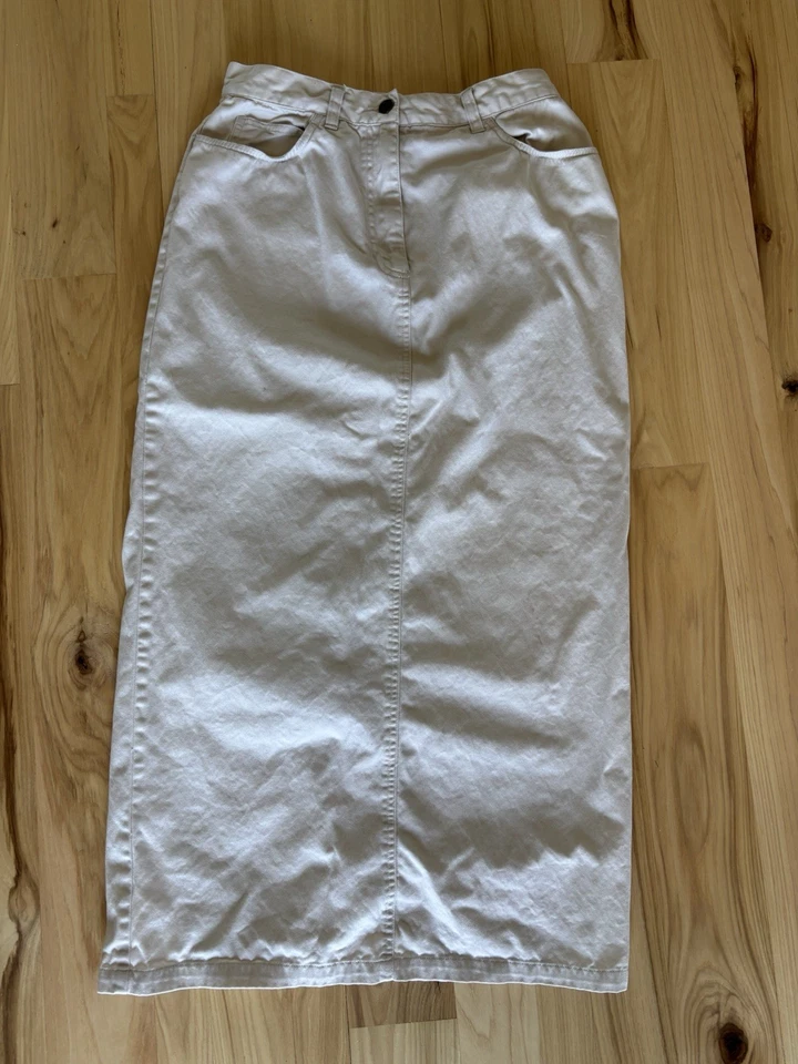 Maxi falda informal de algodón beige caqui de los 90 Jone’s Jeans para mujer talla 6 defecto de hada Foto 1 de 4