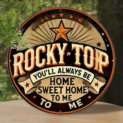 Letrero de metal de hojalata vintage arte de pared de aluminio con tapa rocosa hogar dulce 8x8 Foto 1 de 4