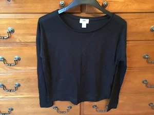 Old Navy Pullover Scoop Neck Top Long Sleeve Black Size Petite Small - Picture 1 of 2