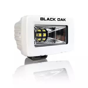 Black Oak LED 2 Inch Marine LED Flood Spreader Light Scene Optics White Housing - Picture 1 of 6