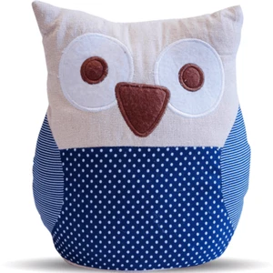 Large Animal Novelty Door Stop Heavy Fabric Stopper Owl Blue White Gift Boxed - Picture 1 of 5