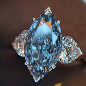 Anello da sposa donna moda argento 925 pieno taglio marchesa zirconi misura 6-10 - Foto 1 di 4
