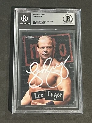 LEX LUGER 1998 TOPPS WCW/NWO CHROME SIGNED AUTOGRAPHED CARD BAS AUTHENTIC - Image 1 of 2