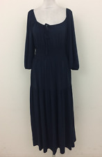 M&S Collection Women's Dress Size 10 Navy Elastic Waistband Half Sleeve Used F1