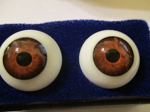 16 mm Vintage Brown Glasaugen Glass Eyes 10 mm Iris W. Germany Doll Mannequin  - Picture 1 of 4