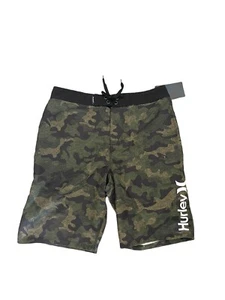 NWT Hurley Youth Boy's Camo Boardshorts Green 7.6-8.5'' Inseam  - Picture 1 of 5