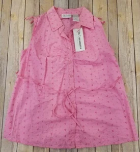 OH! Mama Womens Sleeveless Collared Button-Up Maternity Blouse M Pink NEW B2 - Picture 1 of 9