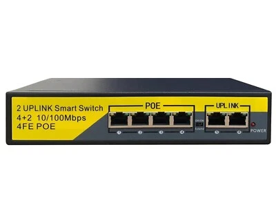 4 CH Port POE Network Ethernet Switch HUB for IP Cameras Power Over Ethernet NVR - Image 1 of 4