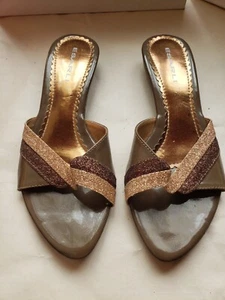 Slip On glittery Open Toe Sandals shoes Esaru Vintage Women's - Picture 1 of 4